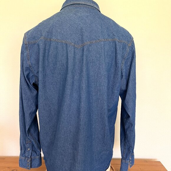 Blue Ranchwear - Denim Shirt - Gray Snap Front - Long Sleeve - Size XXL - Picture 8 of 10